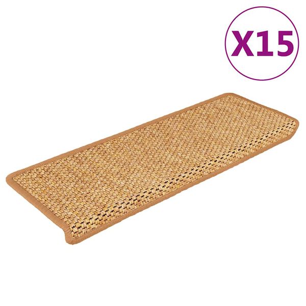 vidaXL isekleepuv trepivaip, 15 tk, 65x21x4 cm, sisal