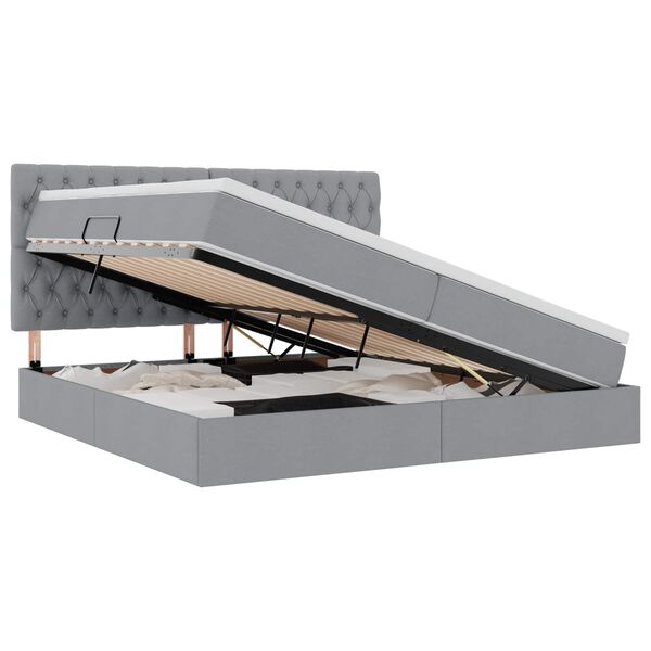 vidaXL LED-valgusega hoiuvoodi LEDiga Helehall 200 x 200 cm Pol&uuml;ester