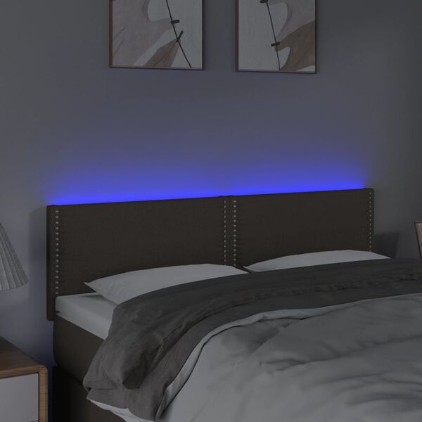 vidaXL LED-voodipeats, pruunikashall, 144x5x78/88 cm, kangas