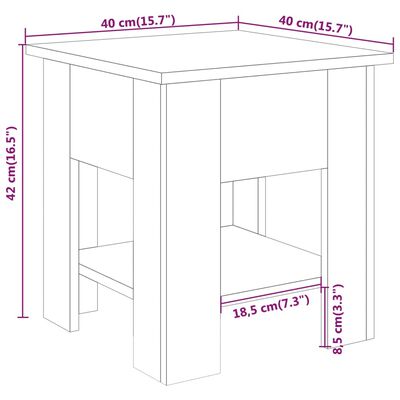 vidaXL kohvilaud, kõrgläikega valge, 40x40x42 cm, tehispuit