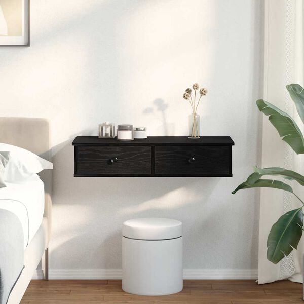 vidaXL seinariiul sahtlitega, must, 80 x 34 x 17 cm, tehispuit