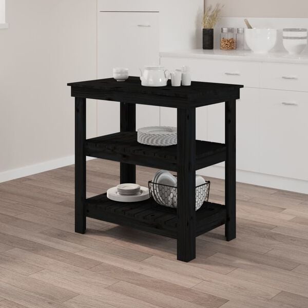 vidaXL tööpink, must, 78,5 x 50 x 80 cm, männipuit