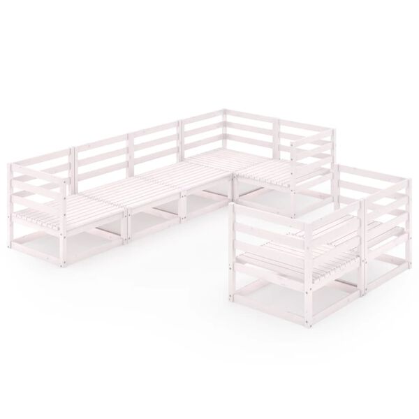 vidaXL 7-osaline aiam&ouml;&ouml;blikomplekt, valge, m&auml;nnipuit