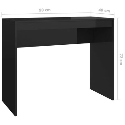 vidaXL kirjutuslaud, kõrgläikega must, 90 x 40 x 72 cm tehispuit