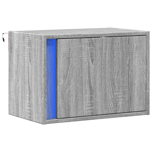 vidaXL seinale kinnitatav &ouml;&ouml;kapp LED-tuledega, hall Sonoma tamm