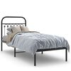 vidaXL metallist voodiraam peatsiga, must, 75x190 cm