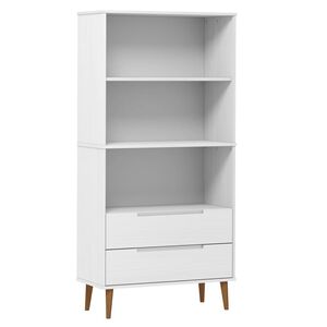 vidaXL raamatukapp "MOLDE", valge, 85 x 35 x 170,5 cm, m&auml;nnipuit
