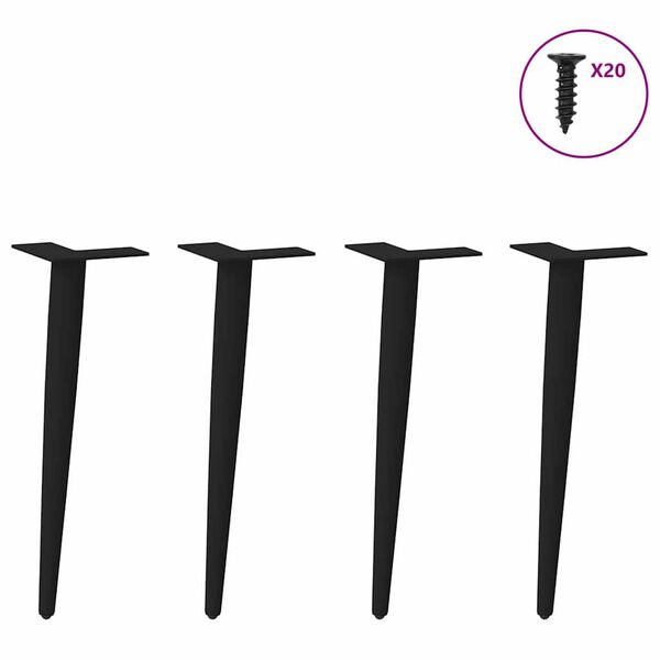 vidaXL kohvilaua jalad, koonusekujulised, 4 tk, mustad, 42–43 cm, terasest