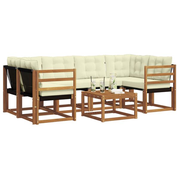 vidaXL V&auml;li diivanikomplekt padjaga 7 pcs Looduslik ja kreem