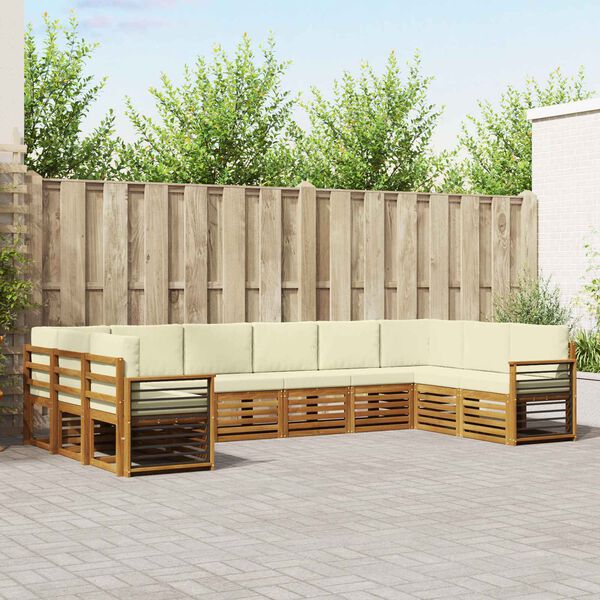 vidaXL Nurgadiivanikomplekt 10 pcs Looduslik ja kreem Tugev akatsiapuu