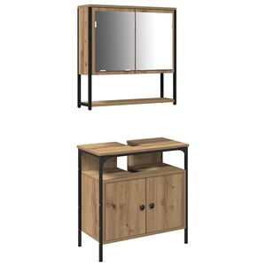 vidaXL Vannitoa m&ouml;&ouml;bleset riiuliga ladustamisega 2 pcs Pruun Tehispuit
