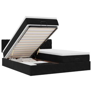 vidaXL Ottomani voodiraam madratsitega, must, 180x200 cm, samet