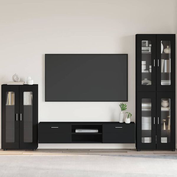 vidaXL K&otilde;ide riiuliga uksega FLORIN Must 55,5 x 29 x 103 cm Tehispuit