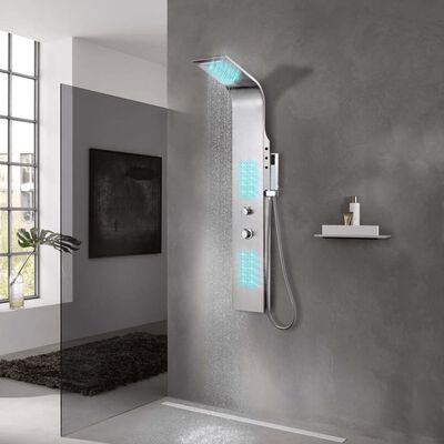 vidaXL dušipaneeli süsteem, roostevaba teras, kumer