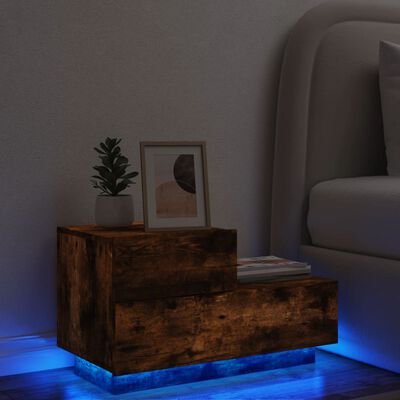vidaXL öökapp LED-tuledega, suitsutatud tamm, 70 x 36 x 40,5 cm