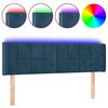vidaXL LED-voodipeats, tumesinine, 147x16x78/88 cm, samet