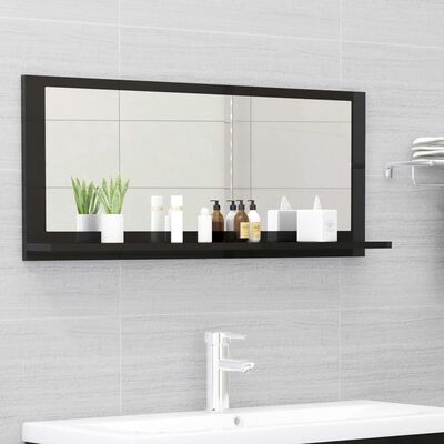 vidaXL vannitoa peeglikapp, kõrgläikega must, 90 x 10,5 x 37 cm, puitlaastplaat