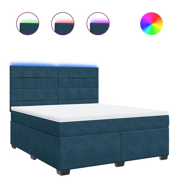 vidaXL kontinentaalvoodi madratsiga, sinine, 180x200 cm, samet