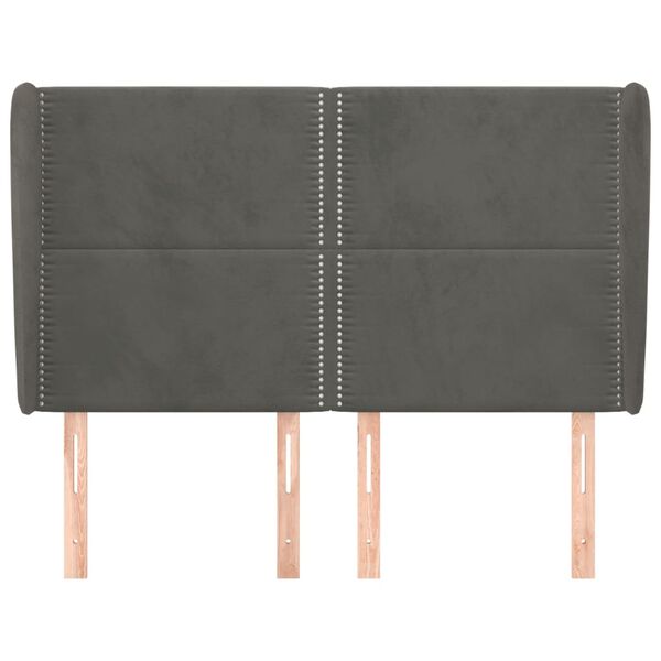 vidaXL voodipeats servadega, tumehall, 147x23x118/128 cm, samet