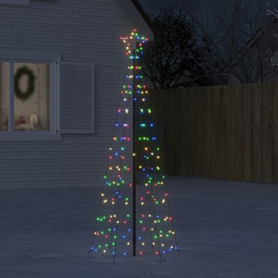 vidaXL koonusekujuline valgustusega jõulupuu 220 LEDi värviline 180 cm