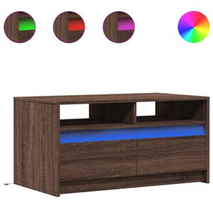 vidaXL kohvilaud LED-tuledega, pruun tamm, tehispuit