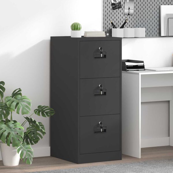 vidaXL Failikapp sahtliga Must 44 x 50 x 106.5 cm K&uuml;lmvalsitud teras