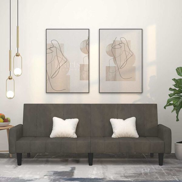 vidaXL 2-kohaline diivanvoodi, tumehall, samet