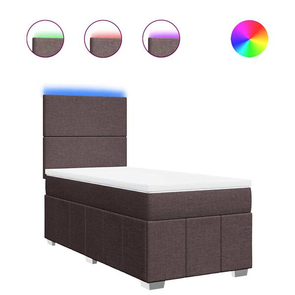 vidaXL kontinentaalvoodi madratsiga, tumepruun, 90x200 cm, kangas