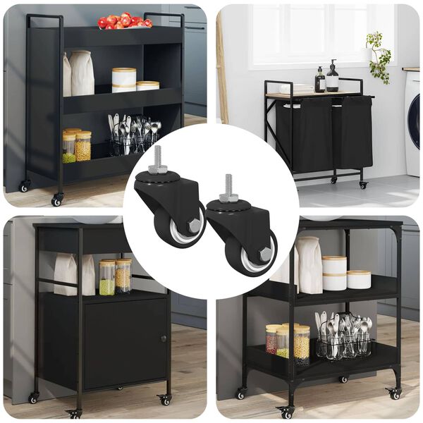 vidaXL P&ouml;&ouml;rlev rullik 2 pcs Must 40,4 x 40,4 x 19,7 mm Raud ja nailon