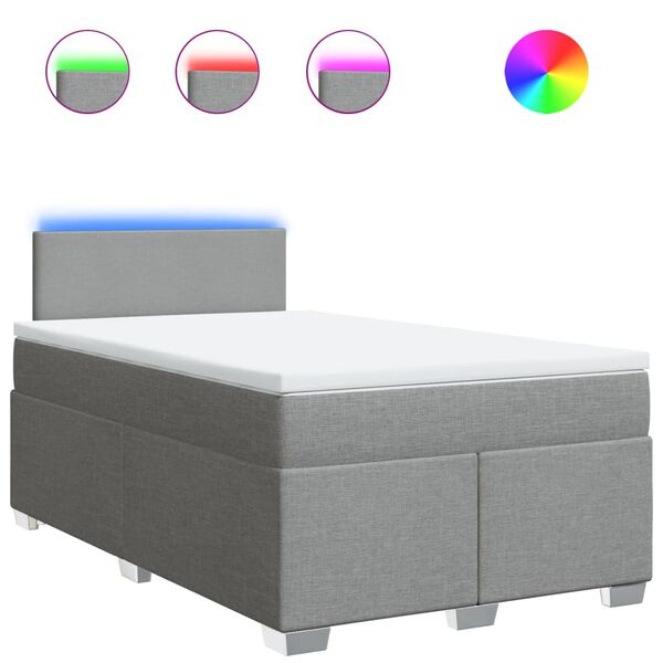 vidaXL kontinentaalvoodi madratsiga, helehall, 120 x 190 cm, kangas