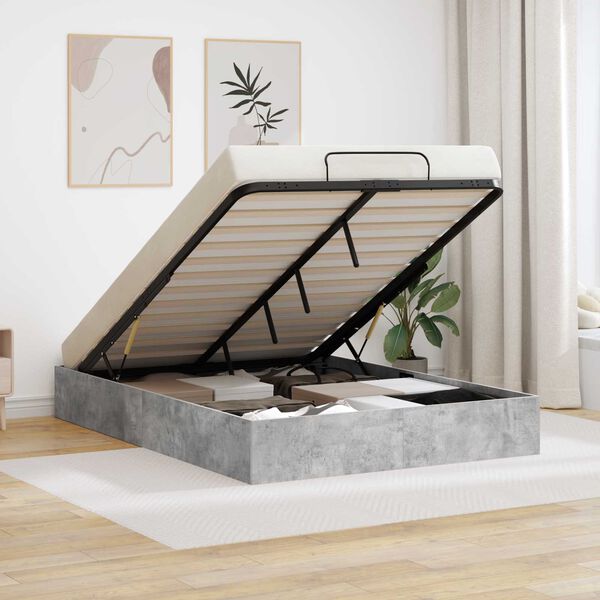 vidaXL Ottomani voodiraam Betoonhall 150 x 200 cm Tehispuit