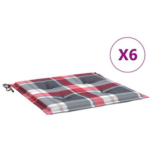 vidaXL aiatooli istmepadjad 6 tk, punane ruudumuster 40x40x4 cm kangas