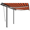 vidaXL automaatne varikatus LED, tuuleandur, 3,5x2,5 m oranž/pruun