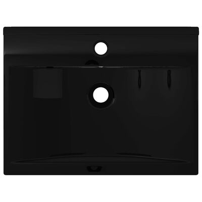 vidaXL keraamiline valamu, kandiline, must, kraani avaga, 60 x 46 cm