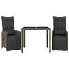 vidaXL 3-osaline aia bistrookomplekt istmepatjadega, hall, pol&uuml;rotang