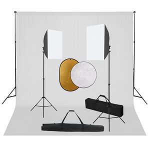 vidaXL fotostuudiokomplekt valgustuse, taustapildi ja reflektoriga
