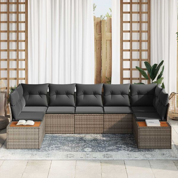 vidaXL Aia Diivanikomplekt padjaga 7 pcs Hall Polürottang