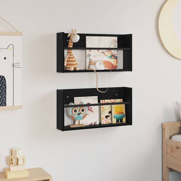 vidaXL Ajakirja riiul 2 pcs Must tamm 60 x 12 x 30 cm Tehispuit