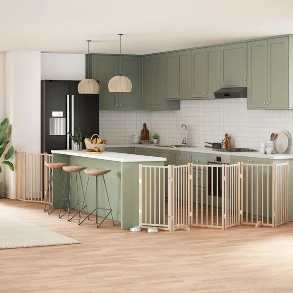 vidaXL kokkupandav koerav&auml;rav uksega, 9 paneeli, 450 cm, paplipuit