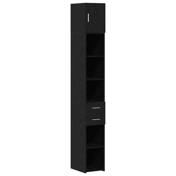 vidaXL Slim Storage Cabinet Must tamm 30 x 42.5 x 225 cm Tehispuit