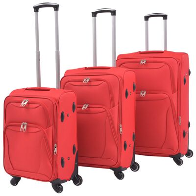 vidaXL kolmeosaline pehme kattega kohvrite komplekt, punane