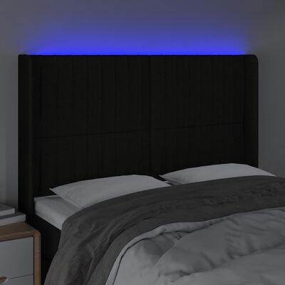 vidaXL LED-voodipeats, must, 147x16x118/128 cm, kangas