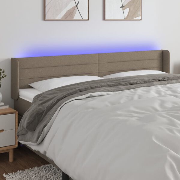 vidaXL LED-voodipeats, pruunikashall, 163x16x78/88 cm, kangas