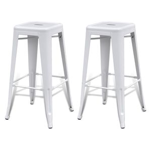 vidaXL baaritoolid 2 tk, valge, teras