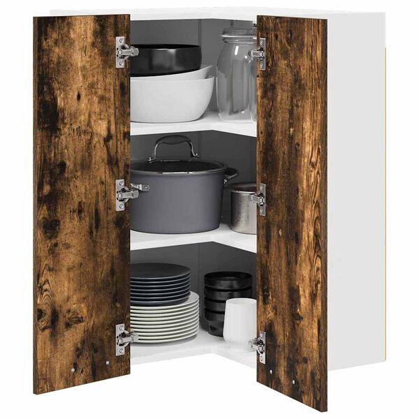 vidaXL Seinakapp Suitsutatud tamm ja valge 57 x 57 x 80 cm Tehispuit