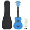 vidaXL sopran ukulele komplekt kotiga lastele sinine 23"