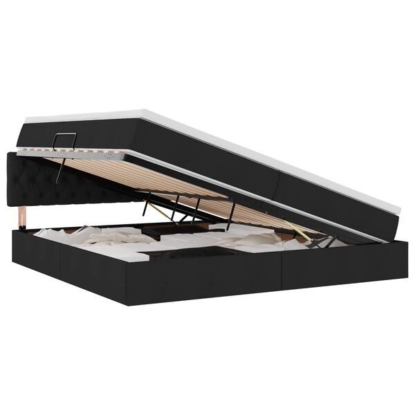 vidaXL LED-valgusega hoiuvoodi madratsiga Must 200 x 200 cm kangas