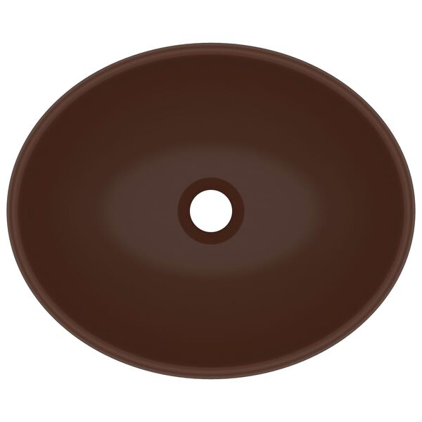 vidaXL luksuslik valamu, ovaalne, matt tumepruun, 40x33 cm keraamiline