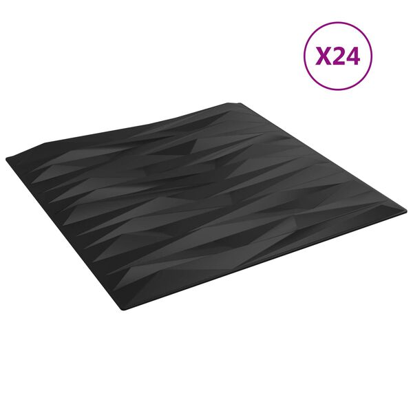 vidaXL Seinapaneelid 24 pcs Must Kivi 50 x 50 cm XPS Vaht