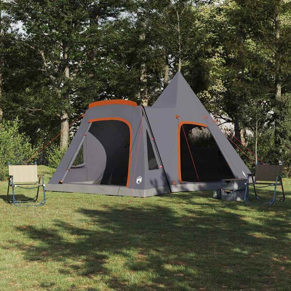 vidaXL Teepee telk katusega õhuavaga Hall ja oranž 545 x 450 x 295 cm
